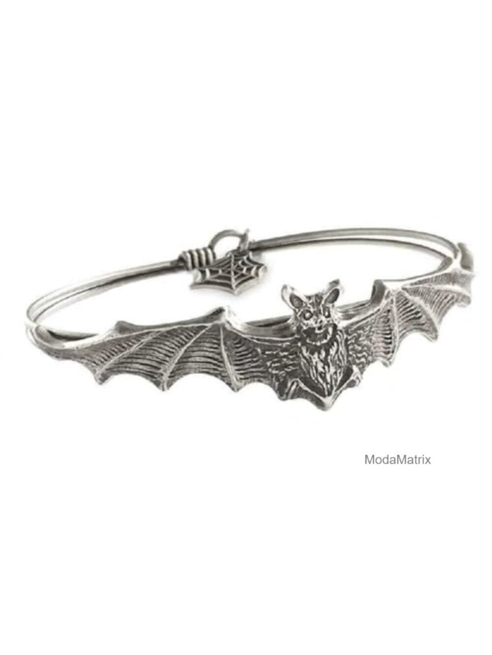 Adjustable Expandable Bat Shape Bangle Bracelet Halloween Vintage Style Silver
